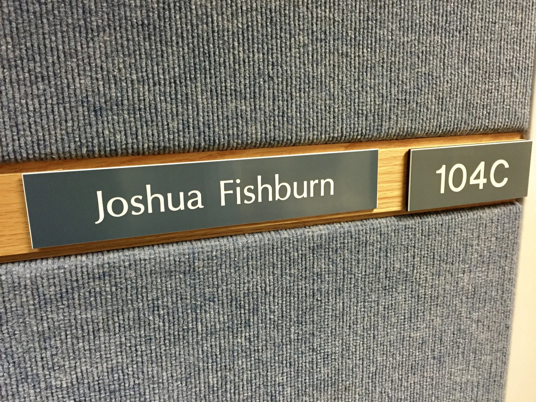 Nameplate at my last institution, the first time I had an office